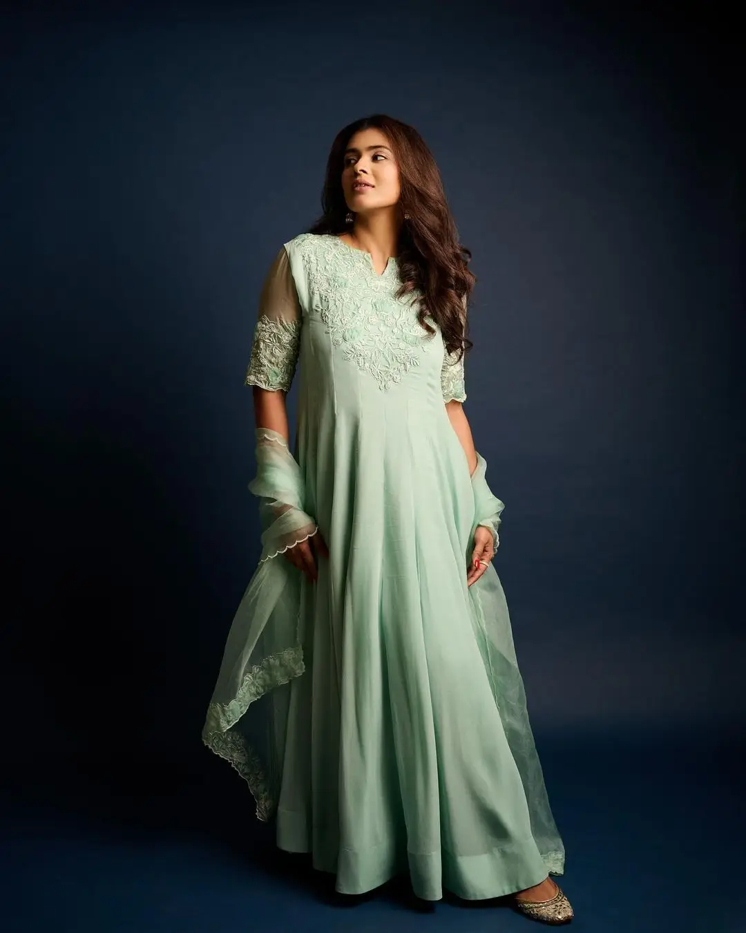 Indian Actress Hebah Patel Images in Green Gown